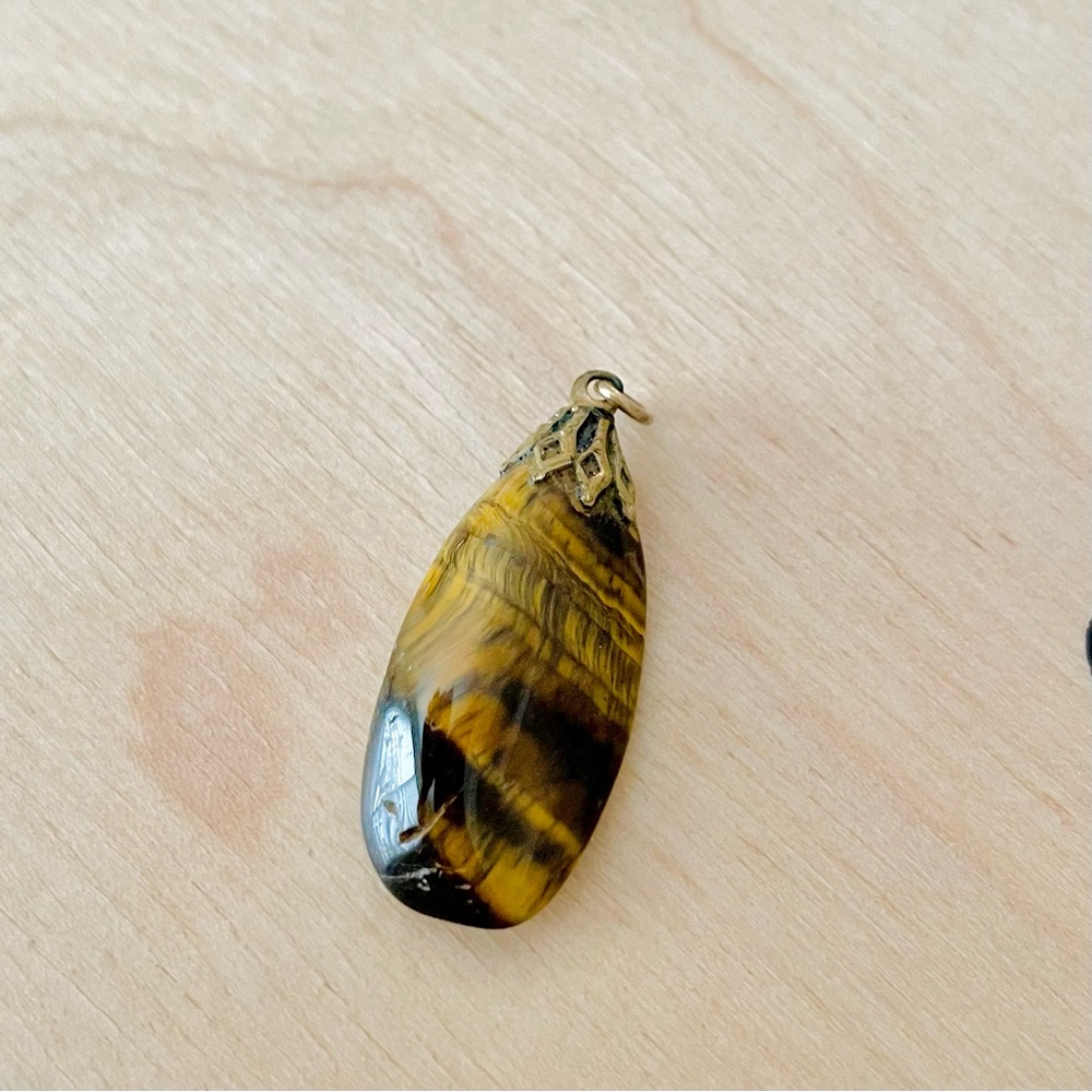 Tiger's Eye Pendant with Brass Accent